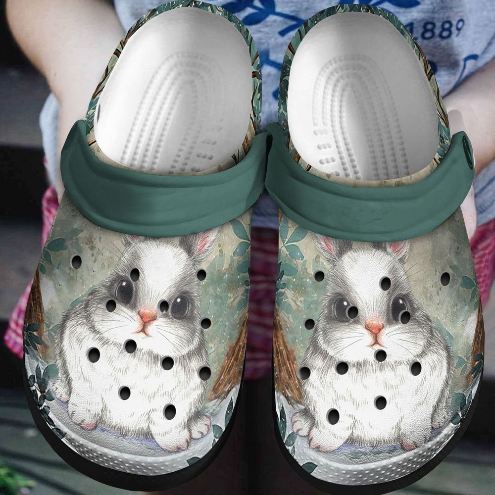 Bunny Rabbit Gift For Lover Rubber Crocs Clog Shoes Comfy Footwear