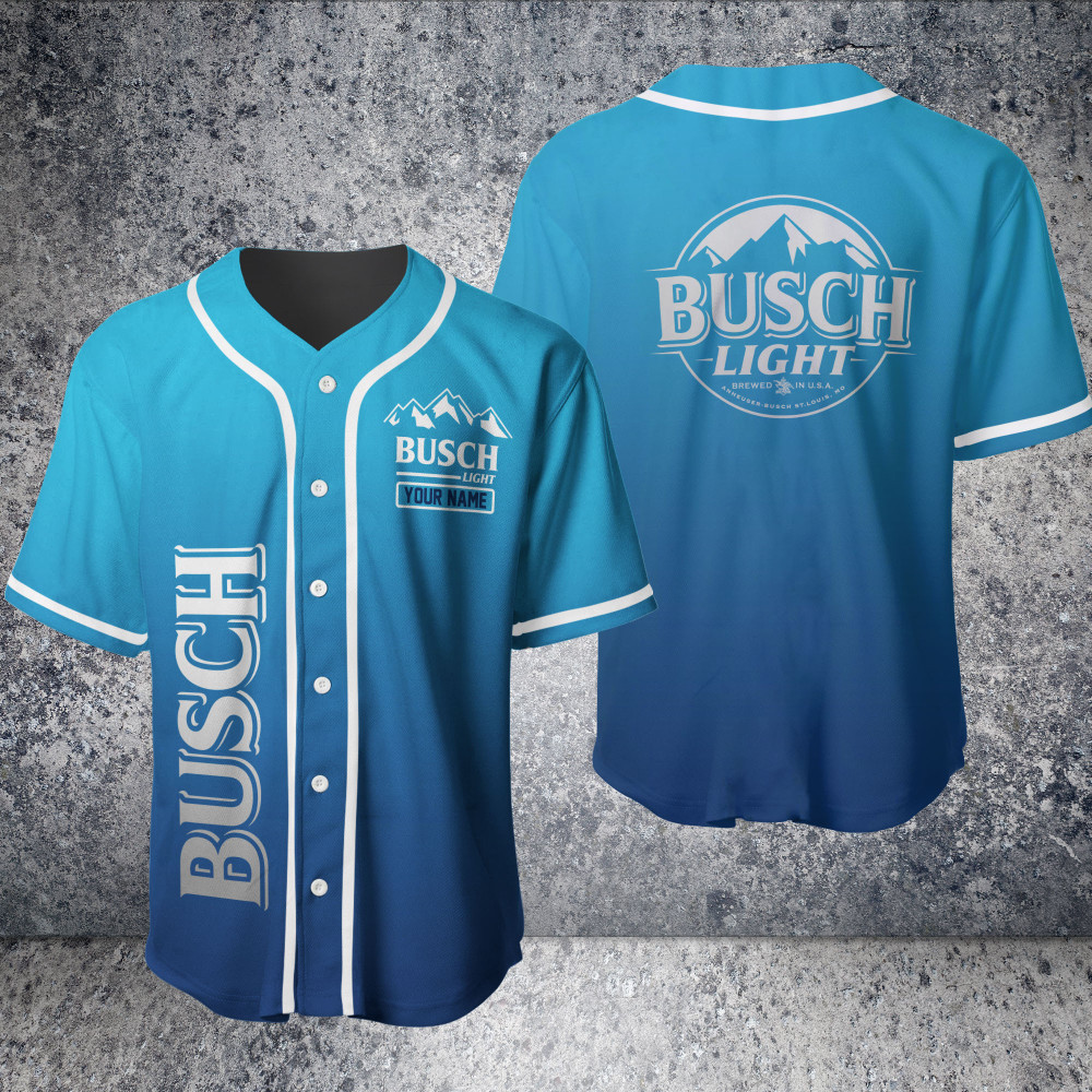 Busch Light Blue Simple Custom Name Baseball Jersey