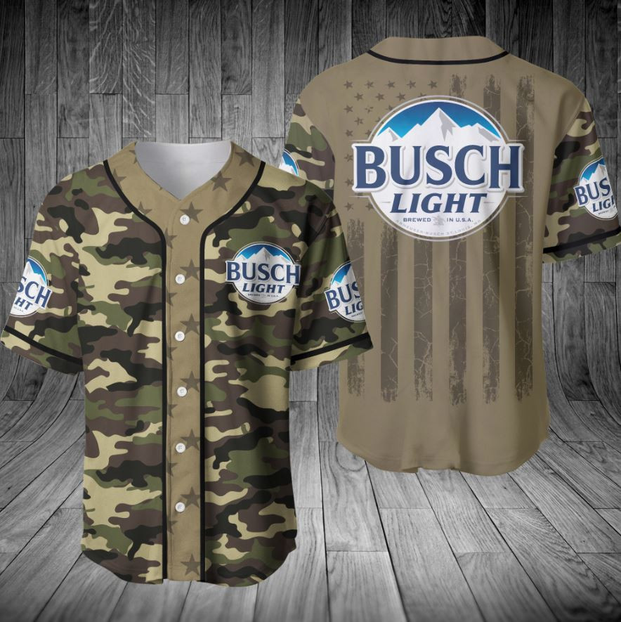 Busch Light Camo American Flag Baseball Jersey 80822V