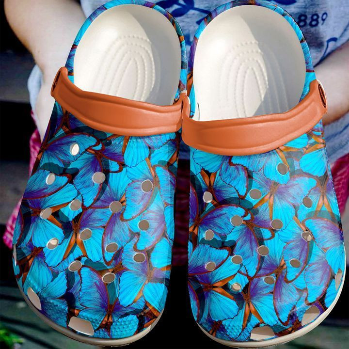 Butterfly Blue Pattern Crocs Clog Shoes