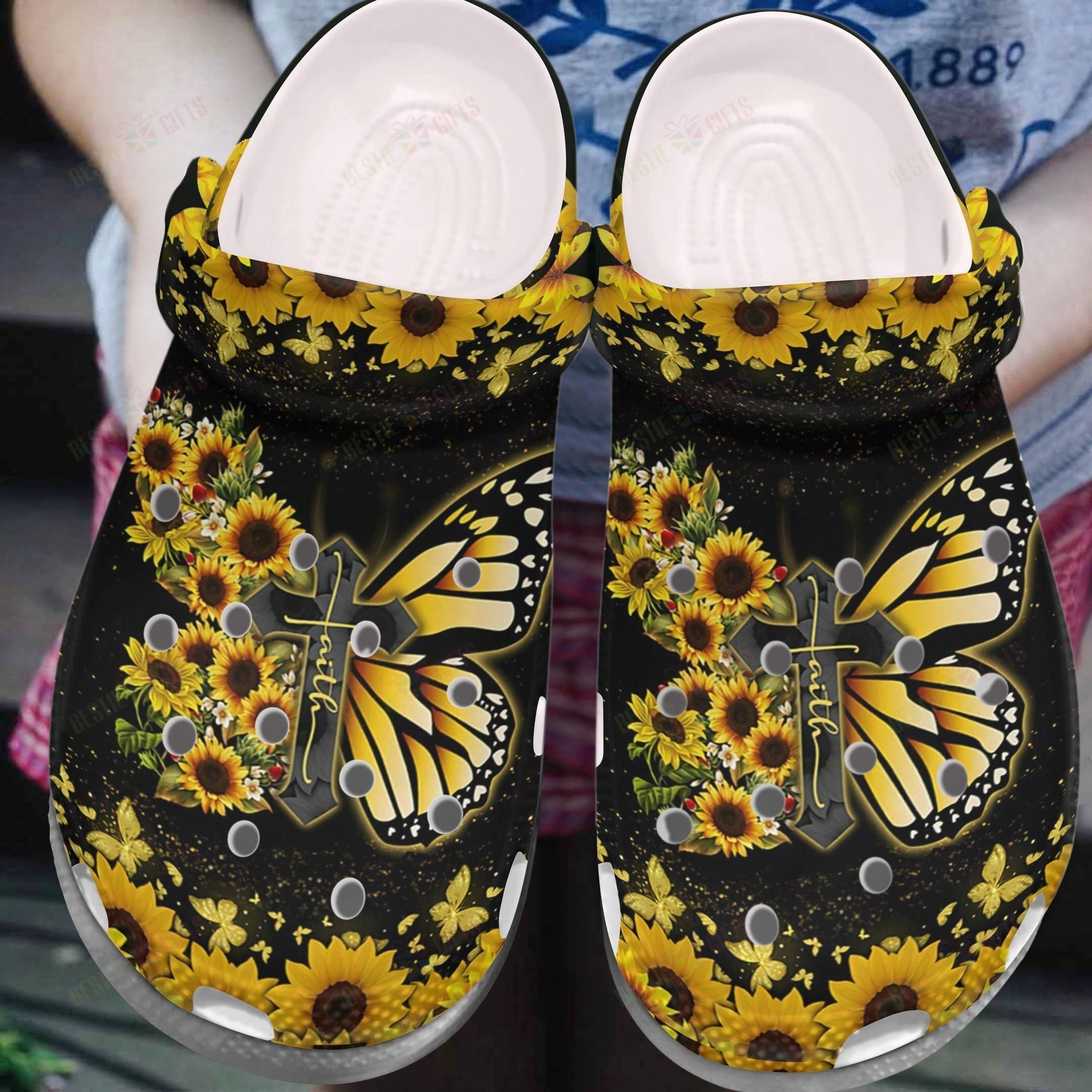 Butterfly Crocs Classic Clog Faith Shoes