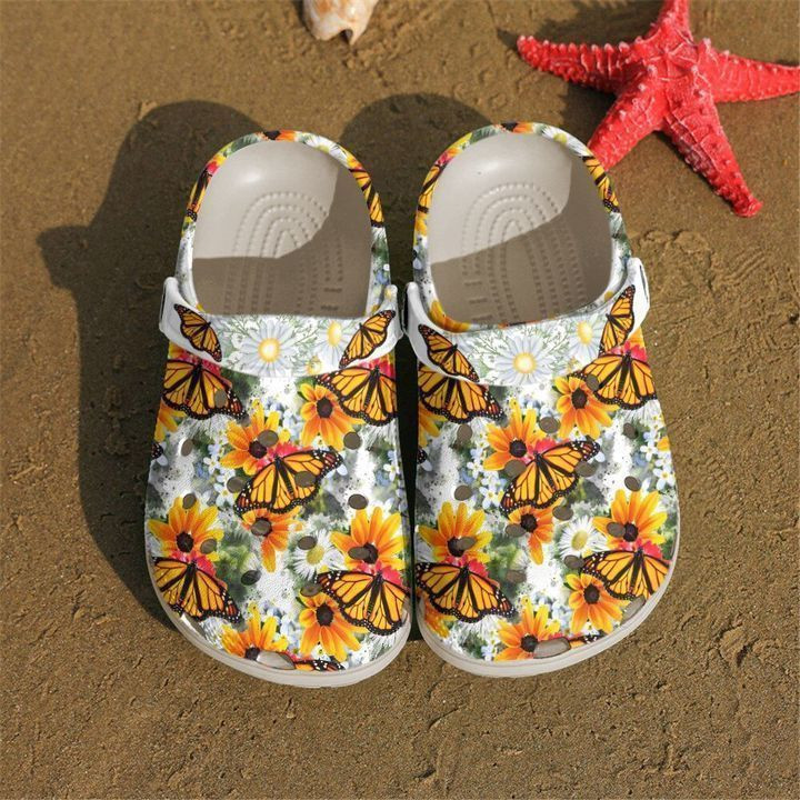 Butterfly Daisy N Monarch Crocs Clog Shoes