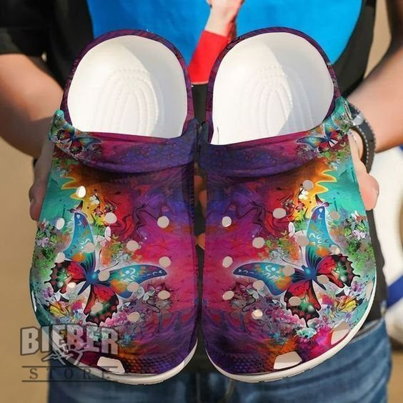 Butterfly Flower Crocband Crocs Clog Shoes