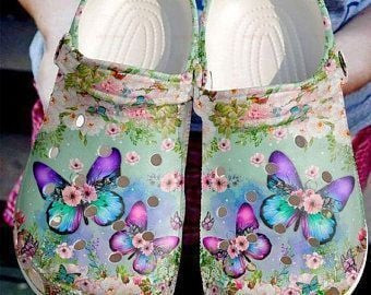 Butterfly Flower Crocs Crocband Clog Clog Comfortable Classic Clog Water Shoes Comfortable For Mens And Womens
