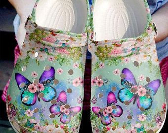 Butterfly Flower Crocs Crocband Clog Clog Comfortable For Mens And Womens Classic Clog Water Shoes Comfortable