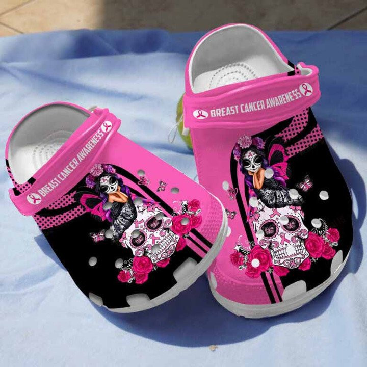 Butterfly Girl Breast Cancer Awareness Clogs Crocs Shoes