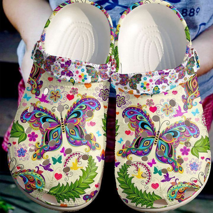 Butterfly Hippie Crocs Classic Clogs Shoes