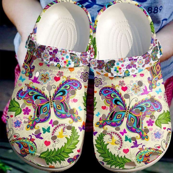 Butterfly Hippie Crocs Clog Shoes
