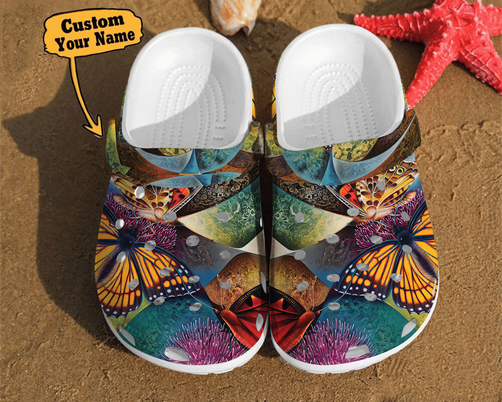 Butterfly Illusion Art Watercolor Unisex Birthday Gifts Crocs Clog Shoes Butterfly Crocs