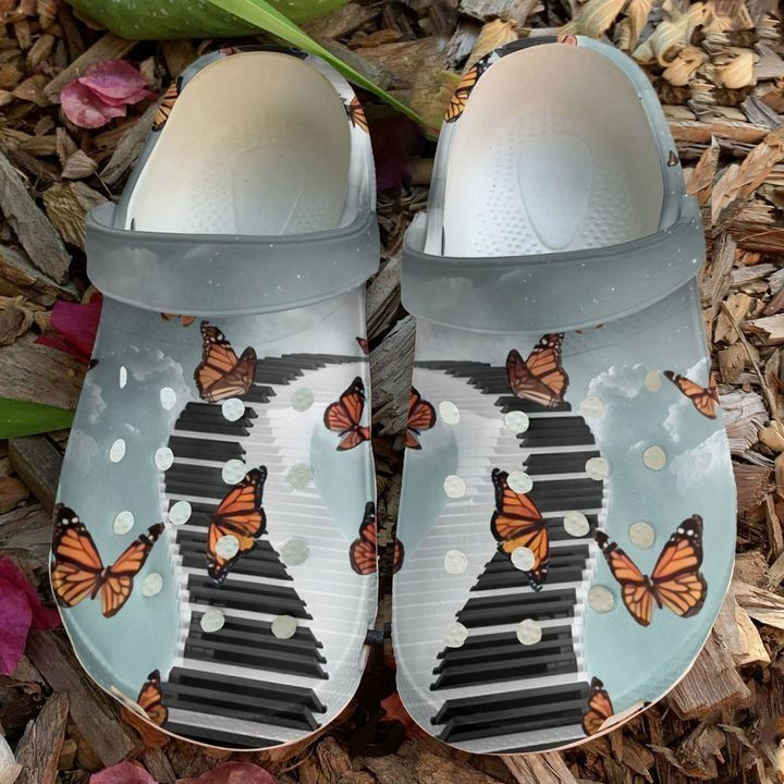 Butterfly Music And Crocs Classic Clogs Shoes