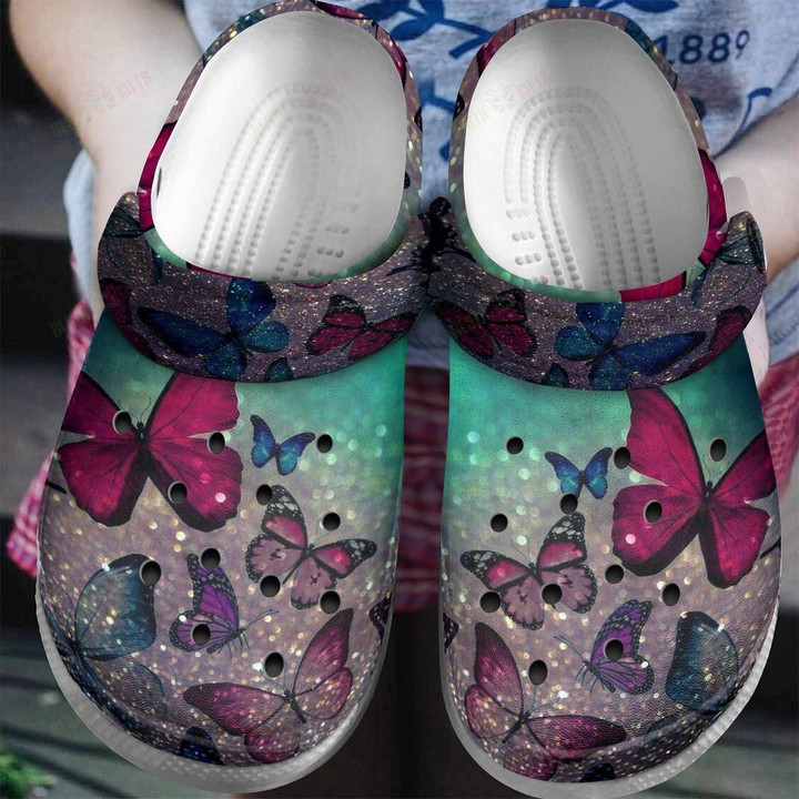 Butterfly On Bling Road Crocs Classic Clogs Shoes