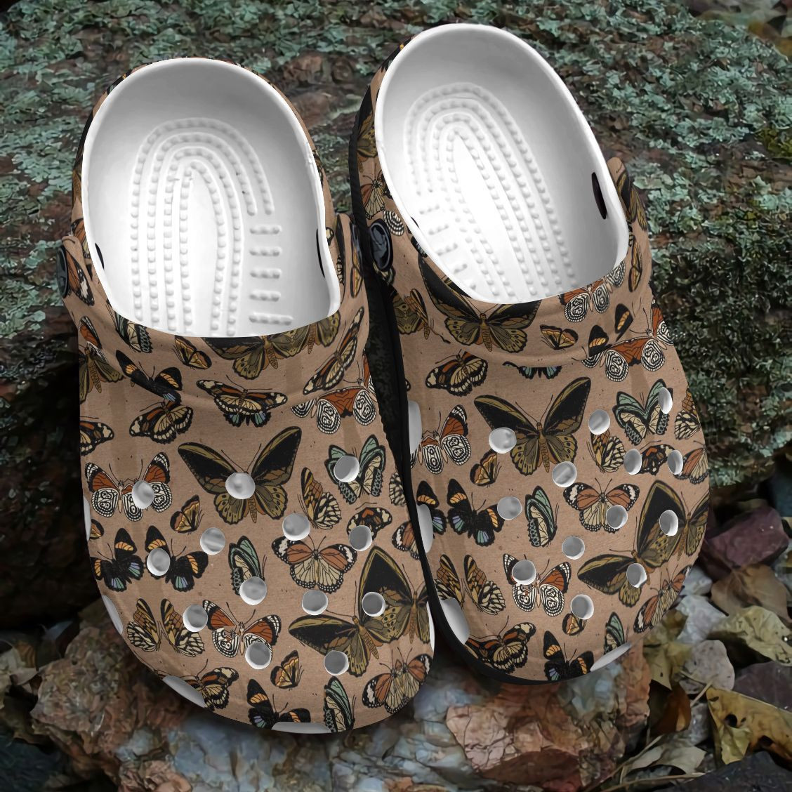 Butterfly Personalize Clog Custom Crocs Fashionstyle Comfortable For Women Men Kid Print 3D Brown Butterfly