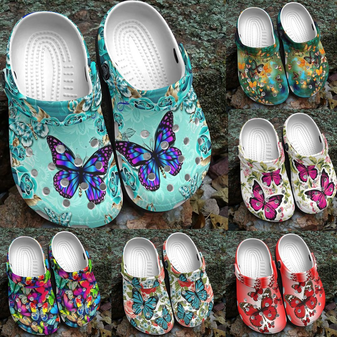 Butterfly Personalize Clog Custom Crocs Fashionstyle Comfortable For Women Men Kid Print 3D Butterfly Collection V