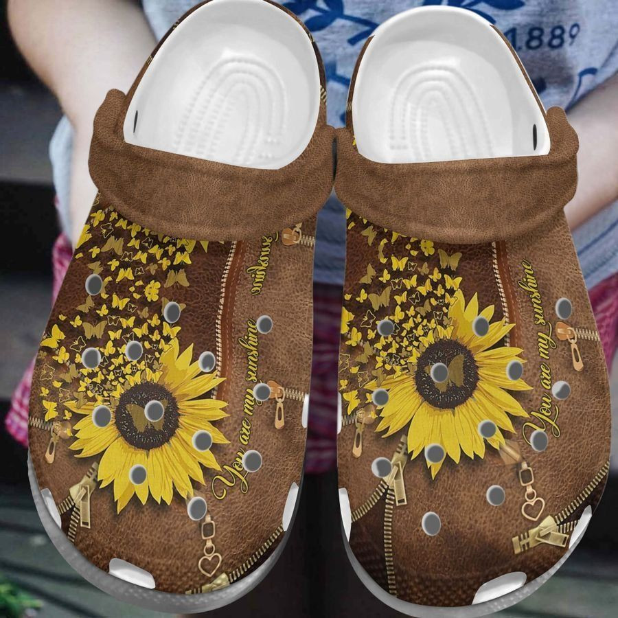 Butterfly Personalize Clog Custom Crocs Fashionstyle Comfortable For Women Men Kid Print 3D You Are My Sunshine Zipper