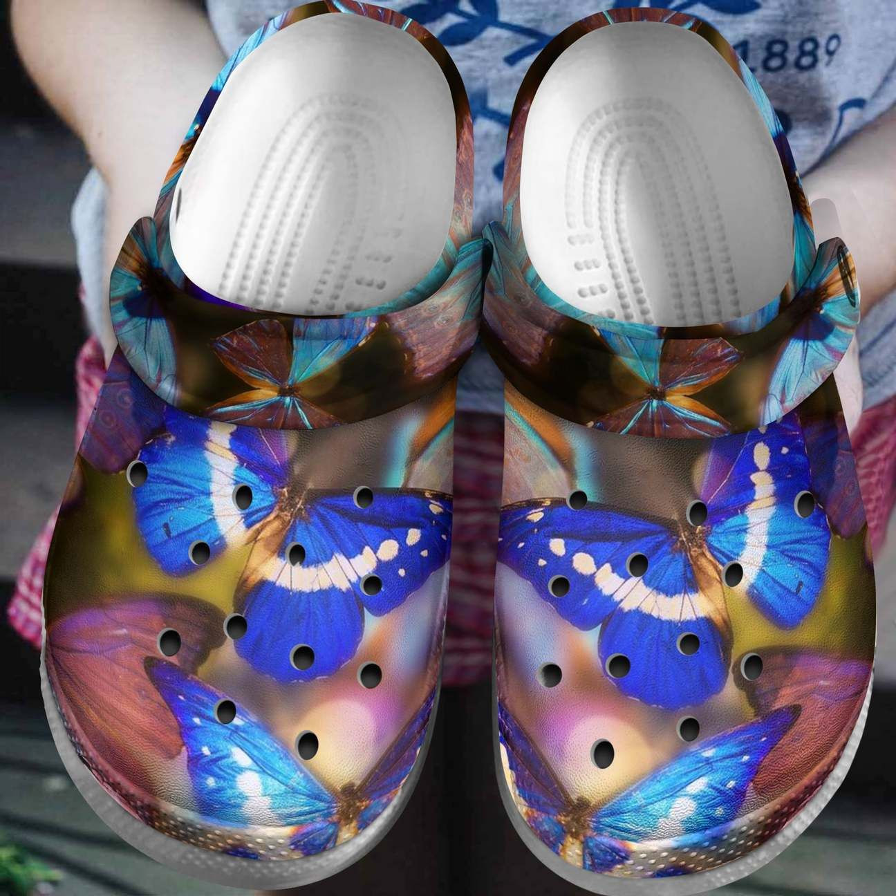 Butterfly Personalized Clog Custom Crocs Comfortablefashion Style Comfortable For Women Men Kid Print 3D Butterfly Gradient