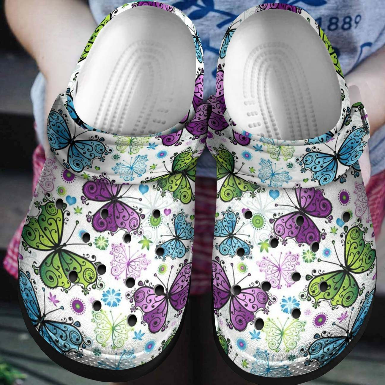 Butterfly Personalized Clog Custom Crocs Comfortablefashion Style Comfortable For Women Men Kid Print 3D Butterfly Pattern