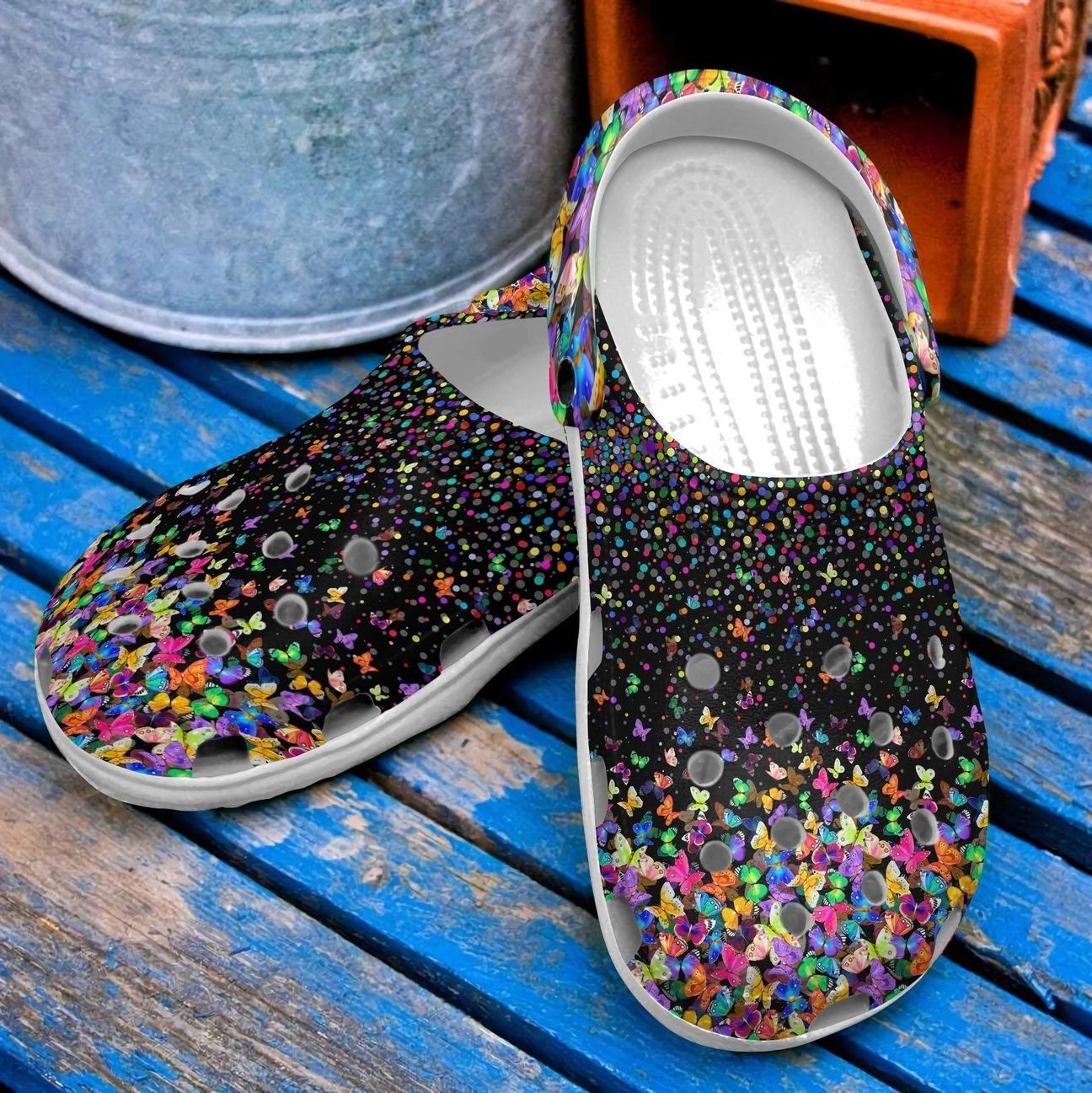 Butterfly Personalized Clog Custom Crocs Comfortablefashion Style Comfortable For Women Men Kid Print 3D Colorful Wings