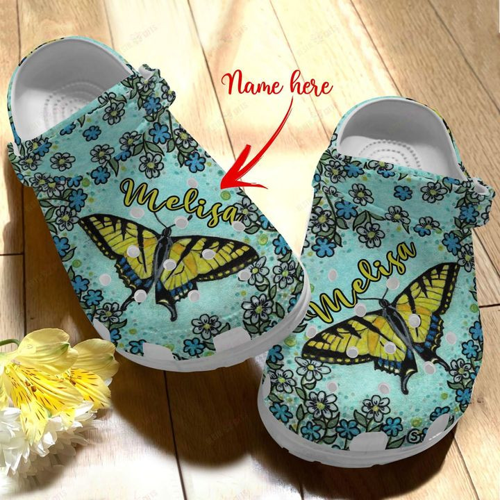 Butterfly Personalized White Sole Flowery Crocs Classic Clogs Shoes