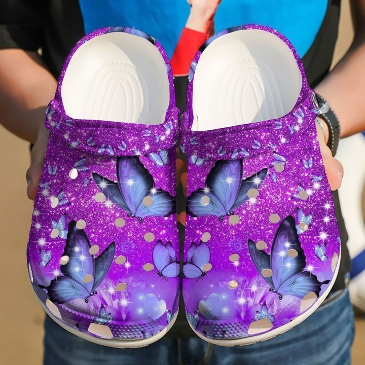 Butterfly Purple Crocs Classic Clogs Shoes