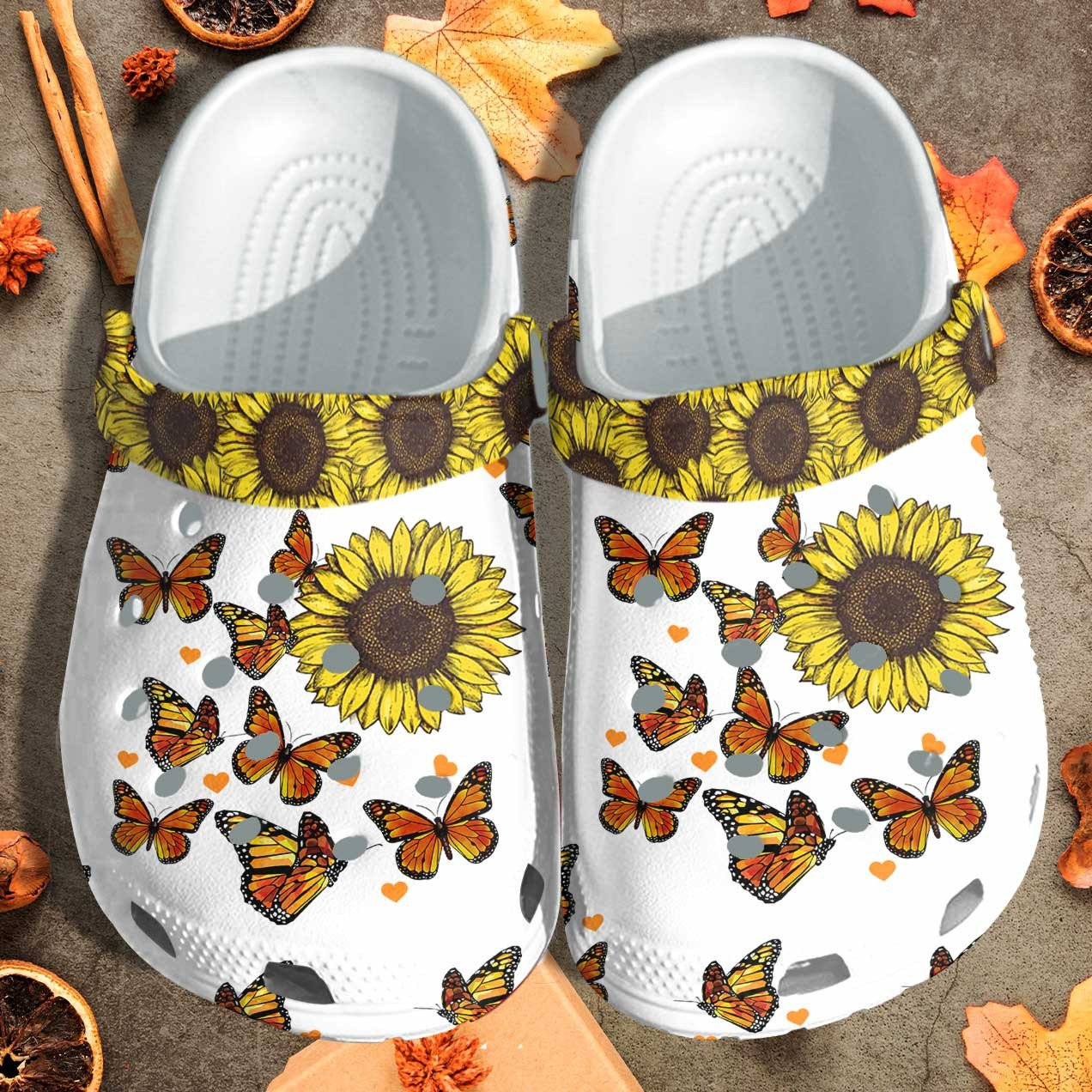 Butterfly Sunflower Be Kind Custom Crocs Shoes Clogs - Sunflower Autism Cancer Awareness Crocs Shoes