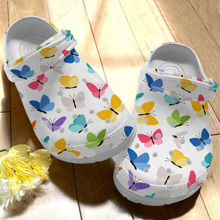 Butterfly White Sole Butterfly Collection Crocs Classic Clogs Shoes