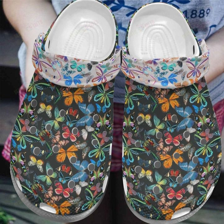 Butterfly White Sole Colorful Crocs Classic Clogs Shoes