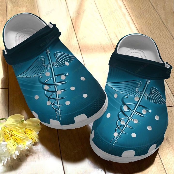 CNA White Sole Blue Caduceus Crocs Classic Clogs Shoes