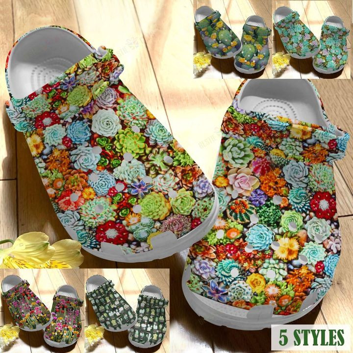 Cactus White Sole 5 Styles Lovely Cactus Crocs Classic Clogs Shoes