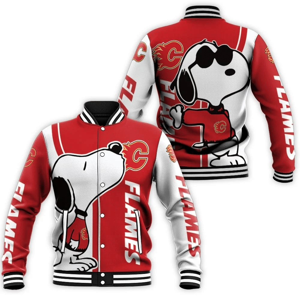 Calgary Flames Snoopy Lover 3d Printed Baseball Jacket for Men Women