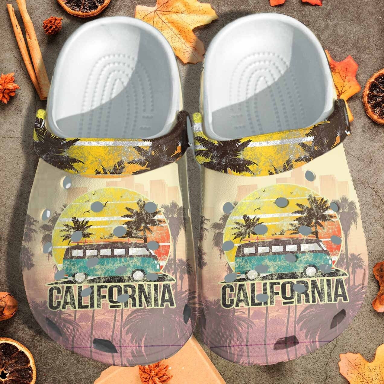 California Beach Summer Crocs Shoes Clogs Vintage For Men Women – California Camping Bus Custom Crocs Shoes Clogs