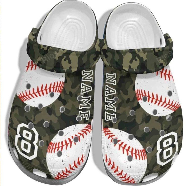 Camo Baseball Crocs Clog For Army Veteran Baseball Custom Shoes