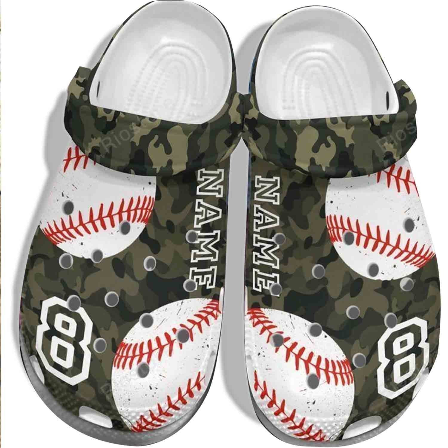 Camo Baseball Crocs Clog For Army Veteran - Baseball Custom Shoes