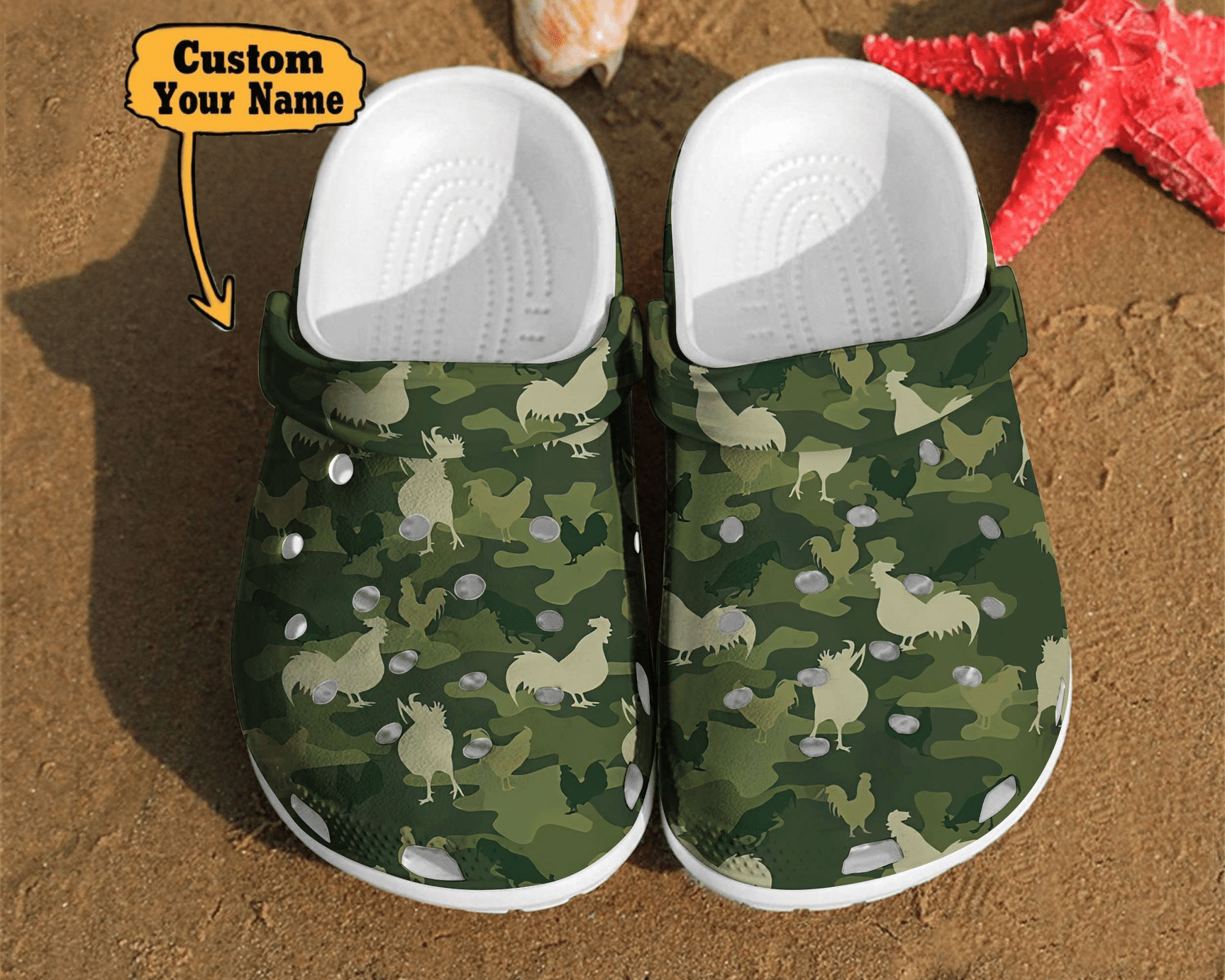 Camo Chicken Funny Lover Gift Farm Animals Crocs Clog Shoes Personalized Animals Crocs