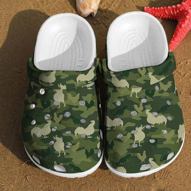 Camo Crocs Camo Chicken Crocs Rubber Crocs Clog Shoes Comfy Footwear