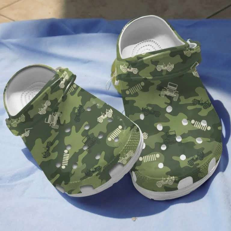 Camo Jeep Crocs Camouflage Crocband Clog Shoes For Jeep Lover