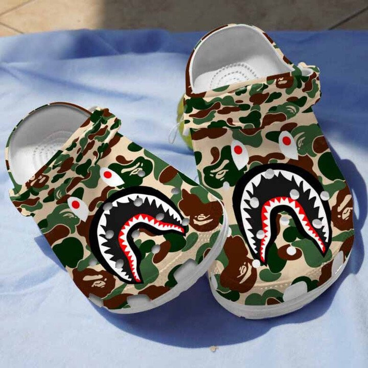 Camo Shark Clogs Crocs Shoes