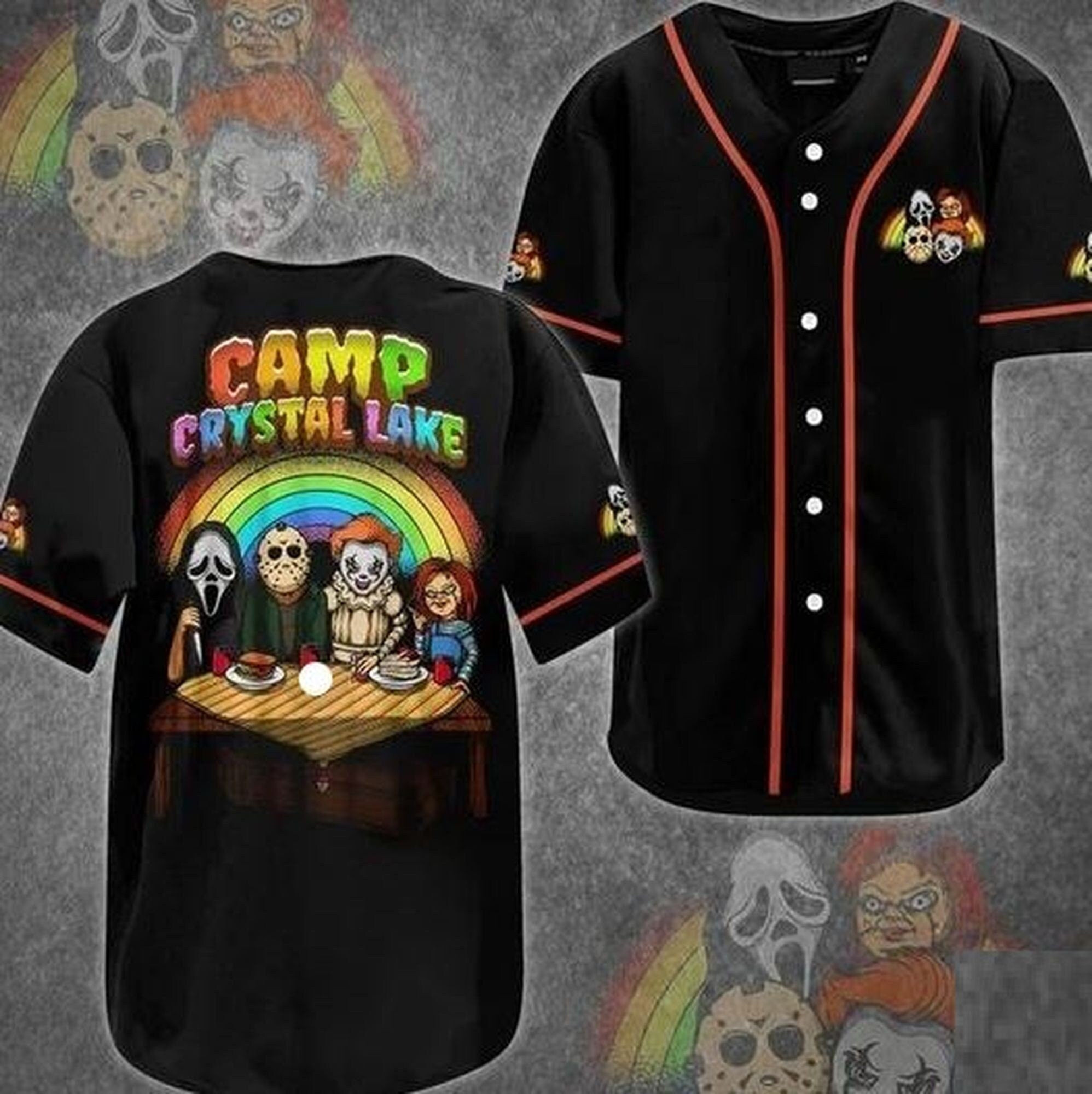 Camp Crystal Lake Horror Characters Baseball Jersey