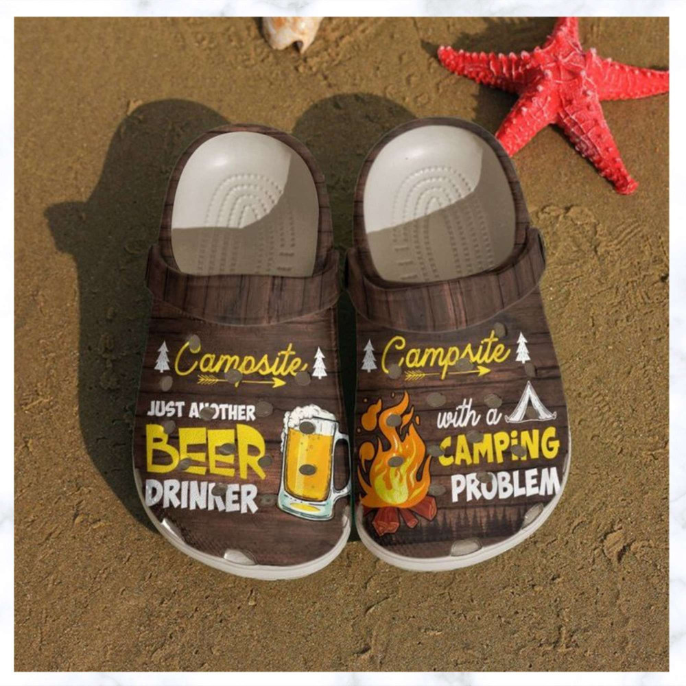 Camping Beer And Campfire Rubber Crocs Clog Shoes Comfy Footwear