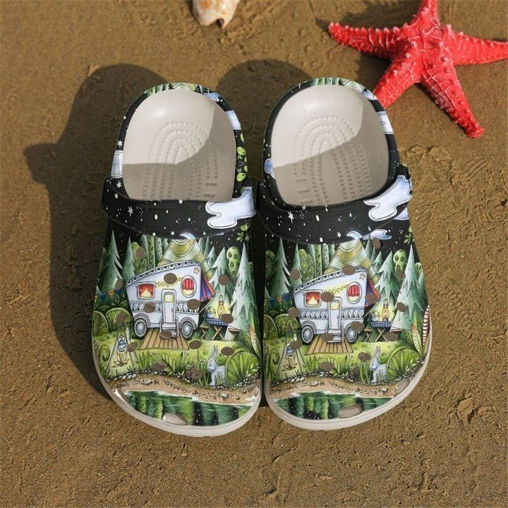 Camping Camper In The Night Crocs Classic Clogs Shoes