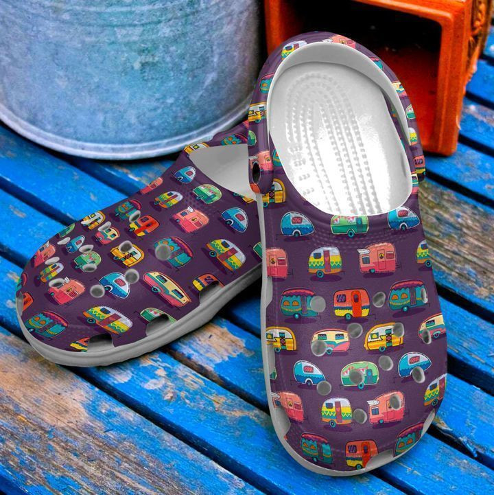 Camping Camper Pattern Crocs Clog Shoes