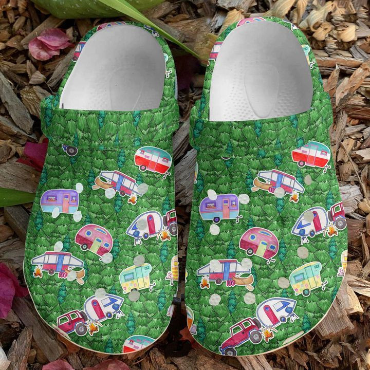 Camping Campers In The Forest Crocs Clog Shoes