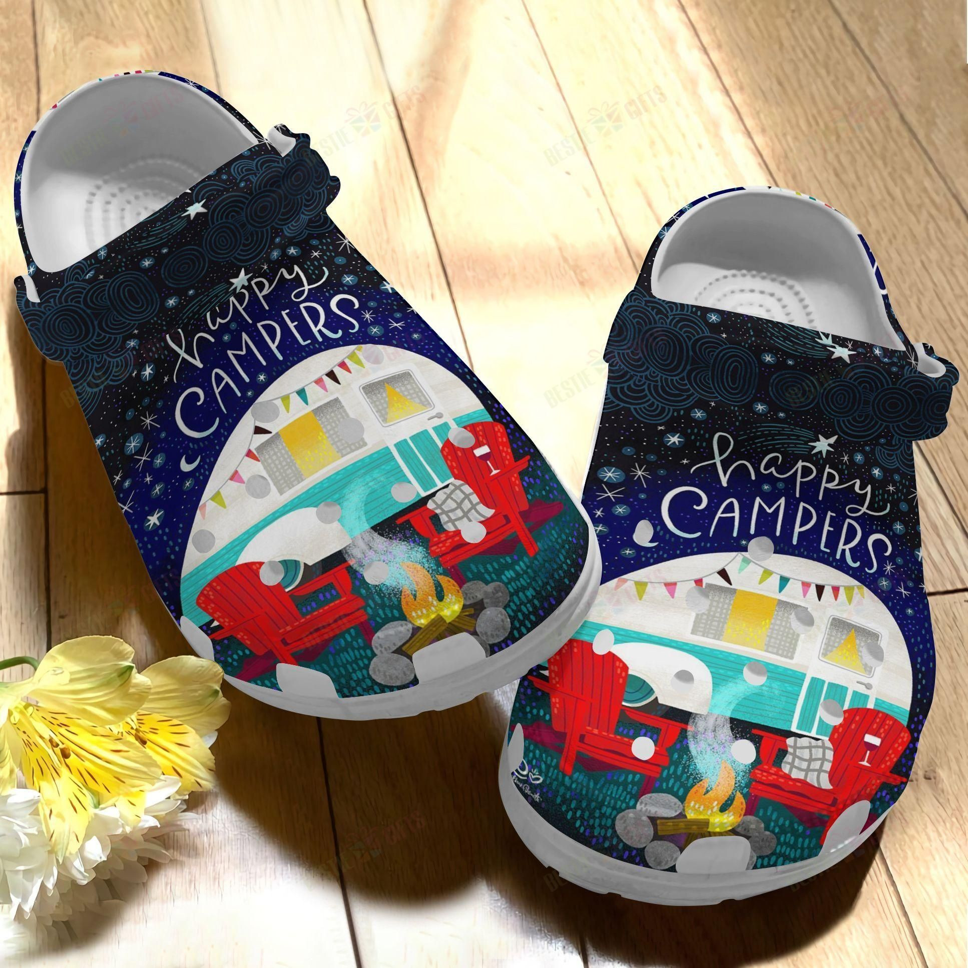 Camping Crocs Classic Clog Happy Happy Campers Shoes