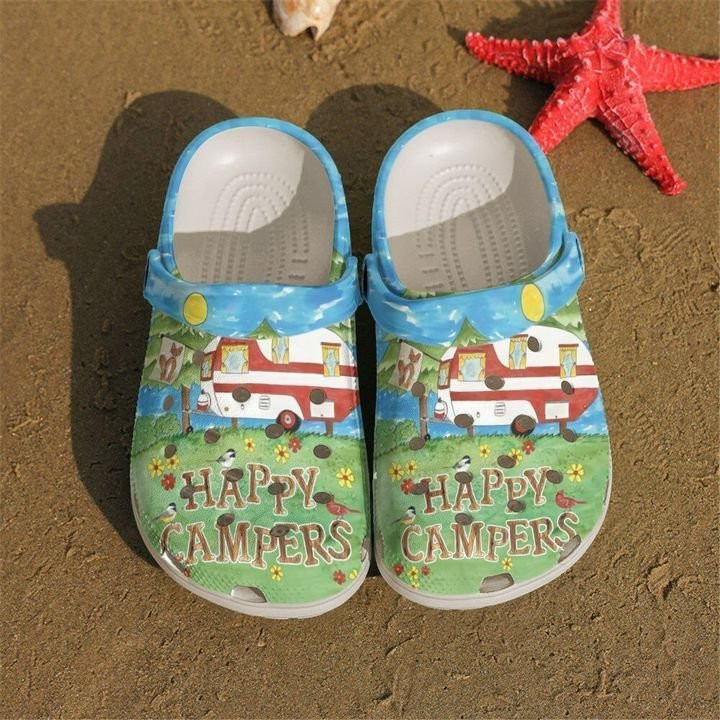 Camping Floral Happy Camper Crocs Clog Shoes