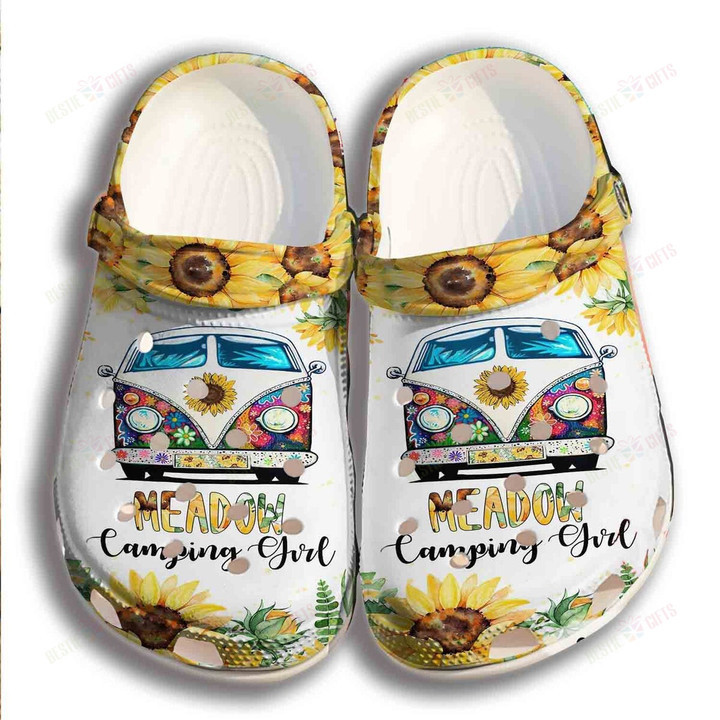 Camping Girl Sunflower Hippie Crocs Classic Clogs Shoes