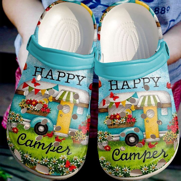 Camping Happy Camper Crocs Crocband Clog Comfortable For Mens Womens Classic Clog Water Shoes