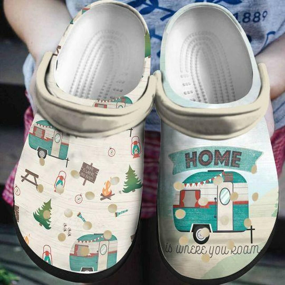 Camping Home Is Unere You Roam Personalized 7 Gift For Lover Rubber Crocs Clog Shoes Comfy Footwear
