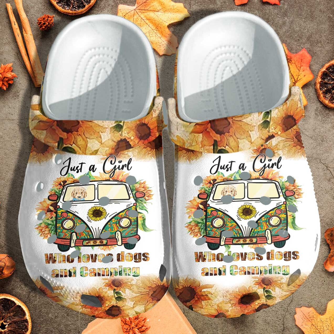 Camping Just A Girl Love Dog Camping Shoes Crocs Clog Sunflower Be Kind Gifts For Girl Daughter