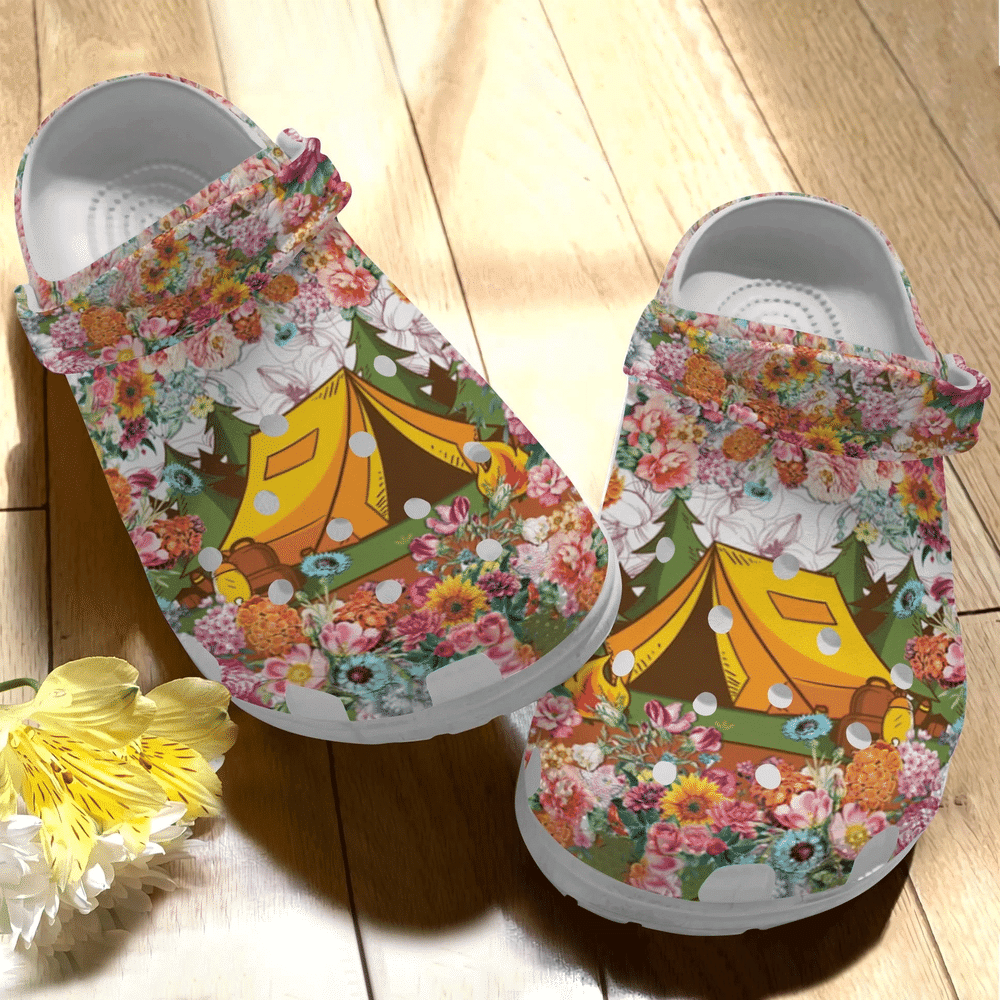 Camping Lover Flower Gift For Lover Rubber Crocs Clog Shoes Comfy Footwear