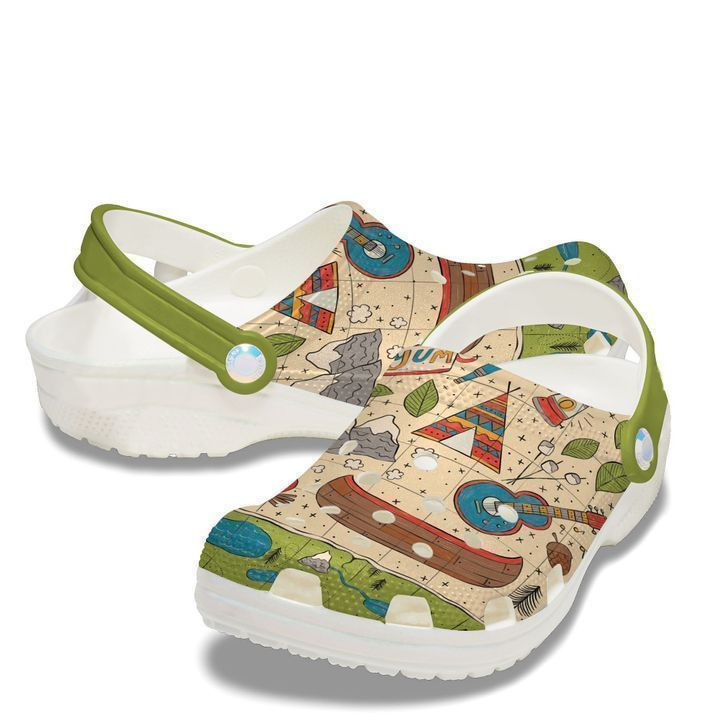 Camping Map Crocs Clog Shoes