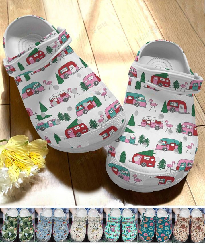 Camping Pattern Collection Crocs Classic Clogs Shoes